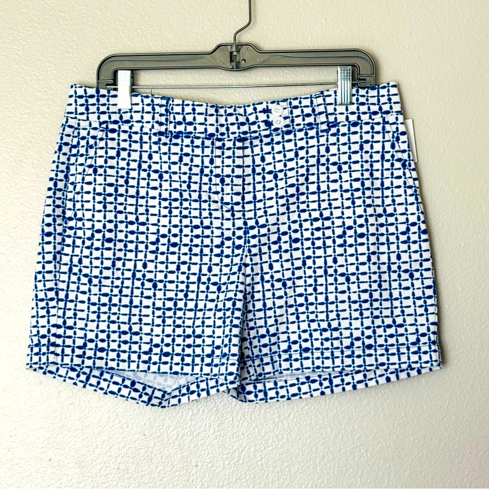 Vineyard Vines Spinnaker Tie Dye Squares Printed Blue/White Shorts Size 10